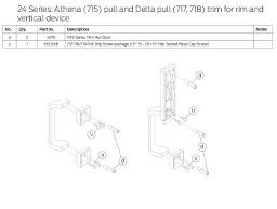 24 Series Athena (715) pull and Delta pull (717, 718) trim for rim and vertical device